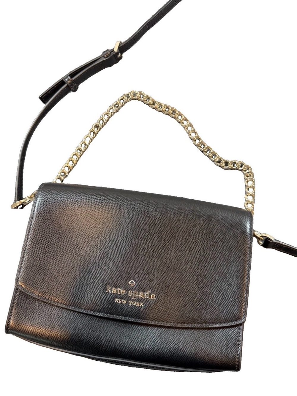 Kate Spade Carson Convertible Crossbody Bag Black Leather Chain Shoulder Purse